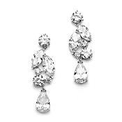 Cubic Zirconia Mosaic Wedding Earrings with Teardrop