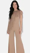 BEST SELLER! Handcrafted Jeweled Poncho in Taupe — Talk of The Walk
