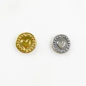 10mm Sterling Silver or Vermeil or Tiny Mini Heart with Dots Circle Medallion