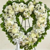 Always Remember White Floral Heart Tribute