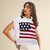 Annie American Flag Crochet Sweater