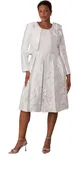 Brocade Dress Set with Jacket & Brooch - 4830