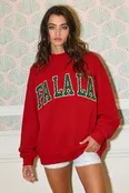 'FALALA' Applique Mock-Neck Sweatshirt