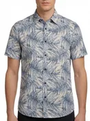 Linen Cotton All-Over Tropical Leaf Sport Shirt