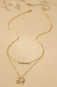 2 row bar and bow pendant necklace