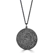 Black Diamond Disc Pendant Necklace