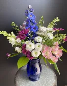 Blooms in a Blue Vase — Sunset Gardens Greenhouse & Floral