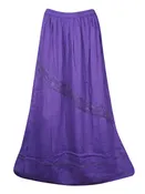 Amethyst Boho Western Long Skirt, Embroidered Maxi Skirts S/M/L