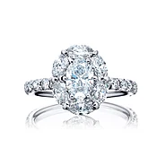 0.71 ct. GIA-Certified Oval-Cut Diamond Ring with Oval and Round Accents in Platinum