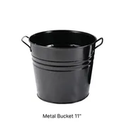 Black Metal Bucket and Vases