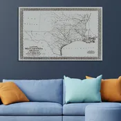 1871 Campaign Map of Texas Louisiana and Arkansas Engraved Wood Wall Map