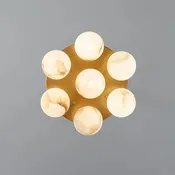 Alabaster Bubble Globe Flush Mount Ceiling Light in Brass