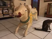 Antique European Carousel Pig 68"long, Double Seater