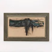 Abstract on Brown Board with Vintage Wood Frame, by Matt Wood