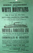 1859. Summer Arrangement to the White Mountains. By Steamer, 120 Miles. By Railroad, 180 Miles.