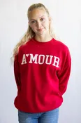 1897 Active Amour Embroidered Fleece Sweatshirt for Women in Red | GT718-RED