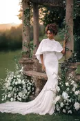 Beaded Sheath Wedding Dress with Cape