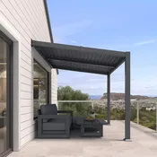 [08X10FT] Modern Wall-Mounted Louvered Pergola With Aluminum Frame (SAK60977)