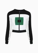 Bonnie - Soft Polka Dot Velour Jacket With Square Motif