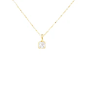 1.02 carat Asscher cut Diamond Solitaire Pendant Necklace in Yellow Gold