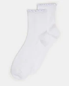2 PACK LETTUCE EDGE RIB ANKLET SOCKS WHITE