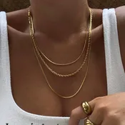 18K Gold Triple Layered Necklace – Tarnish-Free Stainless Steel | JOSSLYN