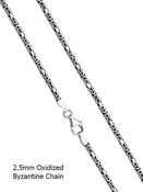 18" - 2.5mm Byzantine Oxidized Sterling Silver Chain