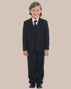 5-Piece Boy’s 2-Button Dress Suit Tuxedo – Black