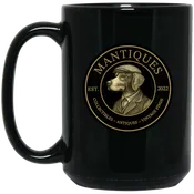 Black 15oz Mug | Mantiques | Mantiques Logo