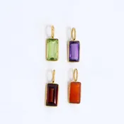4x8mm Gemstone Baguette Charm Set in 14K Gold
