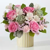Dusty Rose Bouquet with Ivory Vase