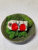 1858 Threads Red Enamel Costume Vintage Earrings