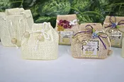 12 pcs-Drawstring w/ Wooden Ball Favor Bags (Small)
