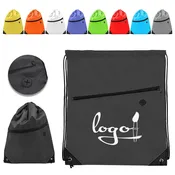 18" x 16" Drawstring Backpack With 2 Layer Zip Pocket for Yoga Gym Traveling