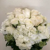 White Roses and White Hydrangea