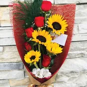 5 Red Roses and 4 Sunflowers