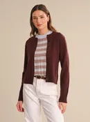 525 America Briony Crew Neck Cardigan in Chocolate Plum