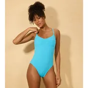 Women's Jacquard Textured Regular Leg Swimsuit - Shade & Shore Blue Large 12-14