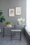 Set of Three Antique Gray Metal Nesting Tables