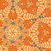 Benartex Fabric - Flora &amp;amp; Fauna Midnight Medallion Apricot