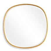 Auriel Gold Leaf Mirror | Modern Round Iron Frame Bathroom Vanity Mirror (30 in. W x 30 in. H x 2 in. D)