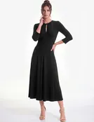 Kit Keyhole A-Line Jersey Midi Dress - Black