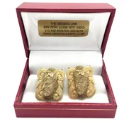 14K Gold &amp; Diamond Roman Head Cufflinks 1960’s 16.65 dwt