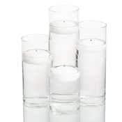 Cylinder Vase Centerpiece & Richland 3" Floating Candles Set of 8