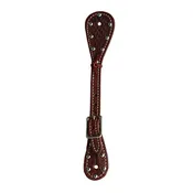 370-CHKP Youth spur straps chocolate leather basket tooled with spots