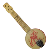 Antique 1920s Tin Litho Clown Banjo