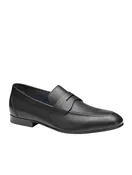 Black Grain Leather Penny Loafer Shoe | Men's