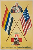 American Vintage Poster for Red Cross 'Emblems of Liberty and Humanity' by 1917