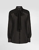 Bluse aus Seidenchiffon mit Schleife