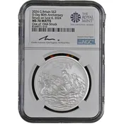 2024 £2 Great Britain 1oz Silver D-Day 80th Anniversary Coin NGC MS70 Matte | One of 1,944 Struck | June 6, 2024 Issue | Gordon Summers Signature